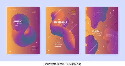 Gradient Flow Shapes. Night Club Party Flyer. Blue Music Background. Dj Sound. Orange 3d Movement Banner. Abstract Flow Shapes. Disco Club Party Flyer. Music Brochure. House Festival Cover.