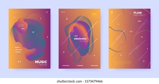 Gradient Flow Shapes. Night Party Template. Blue Music Invitation. Dj Poster. Red 3d Futuristic Banner. Abstract Flow Shapes. Disco Club Party Flyer. Music Background. Trance Festival Cover.