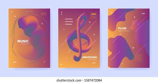 Gradient Flow Shapes. Night Party Template. Orange Music Background. Dj Poster. Blue 3d Futuristic Design. Abstract Flow Shapes. Disco Party Template. Music Invitation. Techno Festival Layout.