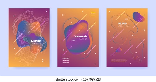 Gradient Flow Shapes. Night Party Template. Blue Music Brochure. Dj Poster. Red 3d Movement Design. Abstract Flow Shapes. Disco Club Party Flyer. Music Background. Electro Festival Layout.