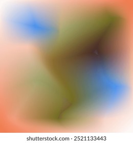 Fluxo de gradiente de cores suaves, uma mistura de tons naturais como verde, marrom e azul que flui suavemente pelo plano de fundo, criando uma atmosfera relaxante, vetor.