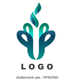 Gradient flower business logo vector. Farm company logo. Bouqet flower logo.