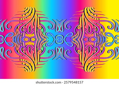  gradient flower and leaf art pattern of indonesian culture traditional tenun batik ethnic dayak ornament for wallpaper ads
