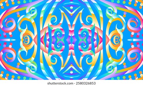 gradient flower and leaf art pattern of indonesian culture traditional tenun batik ethnic dayak ornament for wallpaper ads background
