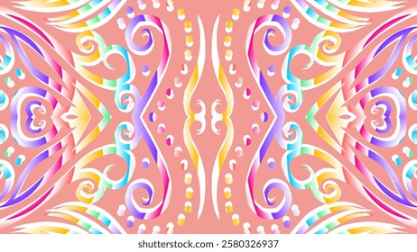 gradient flower and leaf art pattern of indonesian culture traditional tenun batik ethnic dayak ornament for wallpaper ads background