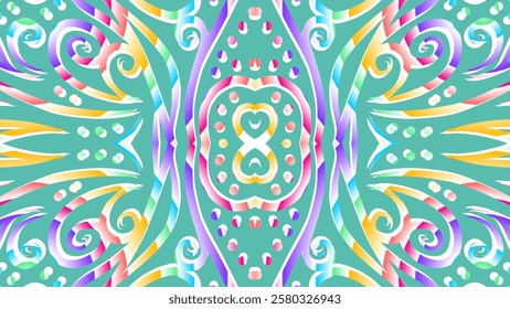 gradient flower and leaf art pattern of indonesian culture traditional tenun batik ethnic dayak ornament for wallpaper ads background