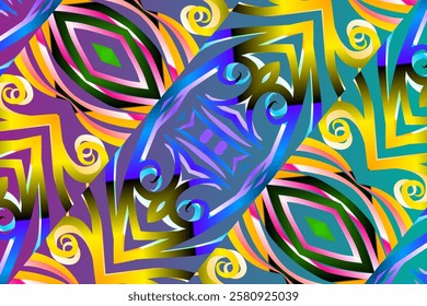 gradient flower and leaf art pattern of indonesian culture traditional tenun batik ethnic dayak ornament for wallpaper ads background	