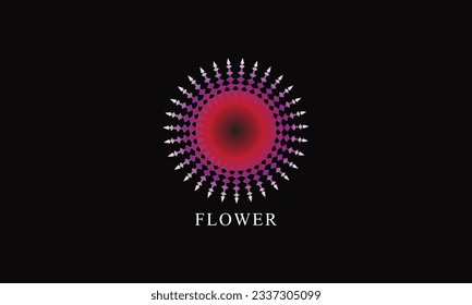 Gradient flower logo design with black background vector 