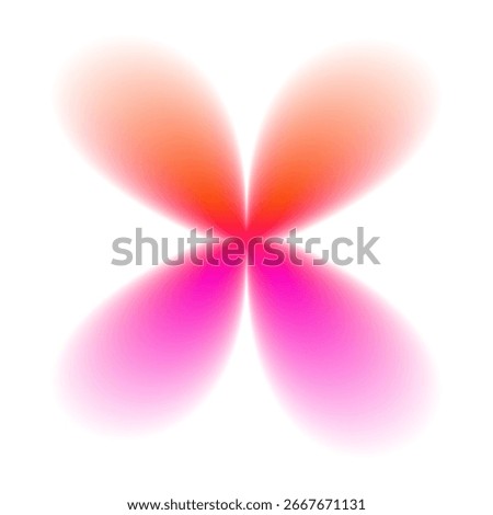 Gradient flower shape. Y2K colorful floral icon with soft glow and blurred edges isolated on white background. Trendy blurry figure for design, sticker, poster, social media. Vector illustration.