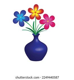 Gradient flowers in a vase, an be used for decoration purposes