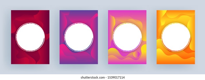 Gradient fluid art abstract background with given space for your message in four option.