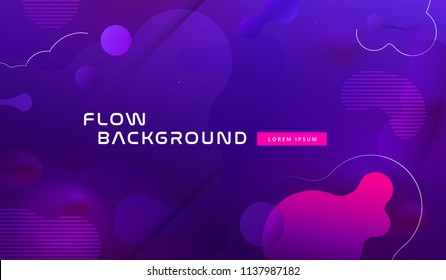 Gradient fluid background design layout for banner or poster. Cool 3d liquid vector pattern with blue violet shape in motion