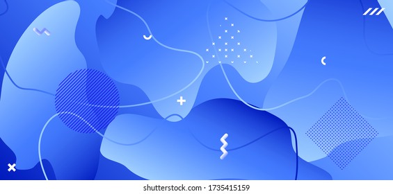 Banner de fluido degradado. Ilustración De Onda De Moda. Folleto geométrico abstracto. Patrón gráfico azul. Formas de fluidos empresariales. Fondo Líquido Moderno. Ornamento geométrico abstracto. Diseño fluido.