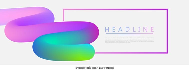 Gradient Fluid color banner. Headline slide. Cool gradient shapes composition. Futuristic Colorful geometric background design. Fluid shapes composition.
