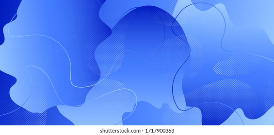 Gradient Fluid Design. Creative Liquid Background. Abstract Geometric Template. Blue Vector Texture. Modern Fluid Banner. Minimal Wave Presentation. Abstract Memphis Brochure. Fluid Shapes.