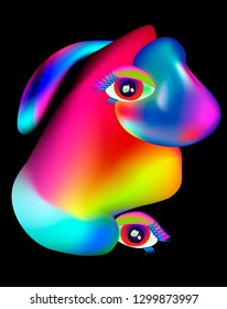 Gradient fluid design on the black background - neon trendy colorful art for electronic music poster, brochure, cover, web, wrapping paper
