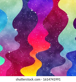 Gradient Fluid geometric creative background. Fancy for cards, prints, cosmic neon designs. Liquid trendy vector shapes