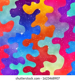 Gradient Fluid geometric creative background. Fancy for cards, prints, cosmic neon designs. Liquid trendy vector shapes