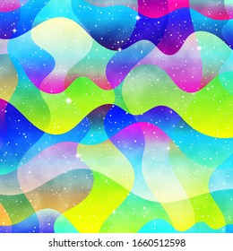 Gradient Fluid geometric creative background. Fancy for cards, prints, cosmic neon designs. Liquid trendy vector shapes