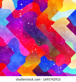 Gradient Fluid geometric creative background. Fancy for cards, prints, cosmic neon designs. Liquid trendy vector shapes