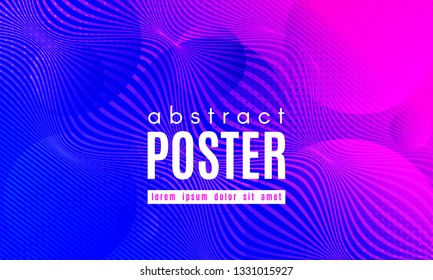Gradient Fluid Shapes. Abstract Background in Blue and Pink Colors. Wave Liquid and Distorted Gradient Lines. Futuristic Concept of Landing Page. Geometric Abstract Poster with Dynamic Neon Gradient.