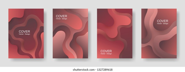 Gradient fluid shapes abstract covers vector collection. Futuristic banner backgrounds design. Organic bubble fluid splash shapes, oil drop molecular mixture concept pattern. Cover pages.