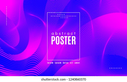 Gradient Fluid Shapes. Abstract Wave Poster with Movement of Liquid. Linear Gradient Background for Landing Page or Web Design. Fluid Forms Composition in Pink and Blue Colors. Vector Dynamic Stripes.