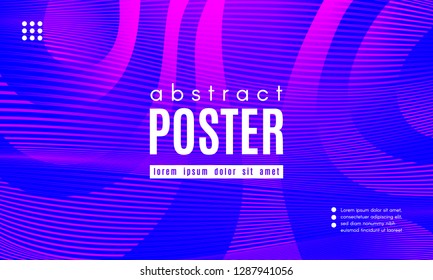 Gradient Fluid Shapes. Abstract Wave Poster with Movement of Liquid. Linear Gradient Background for Landing Page or Web Design. Fluid Forms Composition in Pink and Blue Colors. Vector Dynamic Stripes.