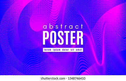 Gradient Fluid Shapes. Abstract Wave Poster with Movement of Liquid. Linear Gradient Background for Landing Page or Web Design. Fluid Forms Composition in Pink and Blue Colors. Vector Dynamic Stripes.