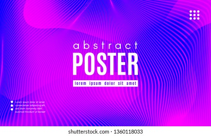 Gradient Fluid Shapes. Abstract Wave Poster with Movement of Liquid. Linear Gradient Background for Landing Page or Web Design. Fluid Forms Composition in Pink and Blue Colors. Vector Dynamic Stripes.
