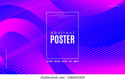 Gradient Fluid Shapes. Abstract Wave Poster with Movement of Liquid. Linear Gradient Background for Landing Page or Web Design. Fluid Forms Composition in Pink and Blue Colors. Vector Dynamic Stripes.
