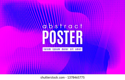 Gradient Fluid Shapes. Abstract Wave Poster with Movement of Liquid. Linear Gradient Background for Landing Page or Web Design. Fluid Forms Composition in Pink and Blue Colors. Vector Dynamic Stripes.