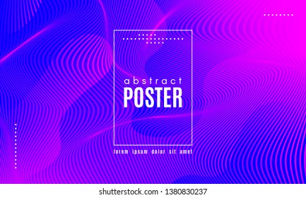 Gradient Fluid Shapes. Abstract Wave Poster with Movement of Liquid. Linear Gradient Background for Landing Page or Web Design. Fluid Forms Composition in Pink and Blue Colors. Vector Dynamic Stripes.