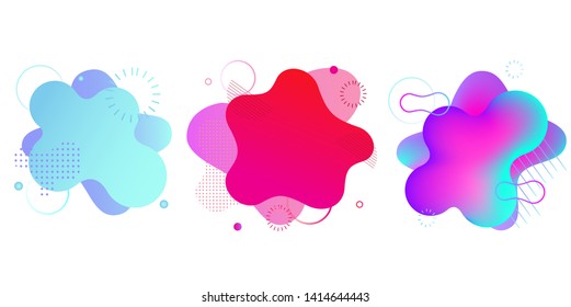 Gradient fluid shapes isolated on white. Colorful vibrant spots. Modern abstract banner, backgrounds templates isolated on white