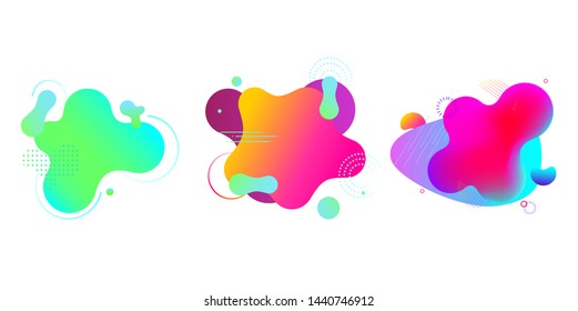 Gradient fluid shapes isolated on white. Colorful vibrant spots. Modern abstract banner. backgrounds templates isolated on white. Vibrant bold colors