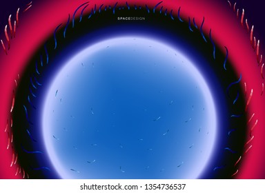 Gradient fluid space orbital design on the black background with inpressionistic brush stroke - neon trendy colorful art for electronic music poster, brochure, cover, web, wrapping paper