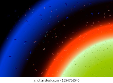 Gradient fluid space orbital design on the black background with inpressionistic brush stroke - neon trendy colorful art for electronic music poster, brochure, cover, web, wrapping paper