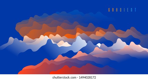 Gradient fluid vector abstract shape, 3D color abstract background in modern trendy style, dynamic design element in motion.