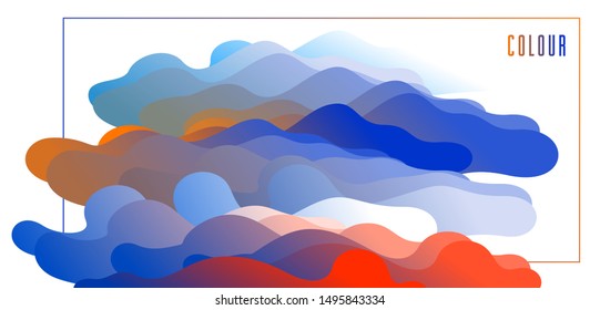 Gradient fluid vector abstract shape, 3D color abstract background in modern trendy style, dynamic design element in motion.