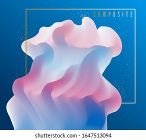 Gradient fluid vector abstract shape, 3D color abstract background in modern trendy style, dynamic design element in motion.