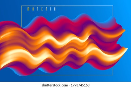 Gradient fluid vector abstract shape, 3D color abstract background in modern trendy style, dynamic design element in motion.