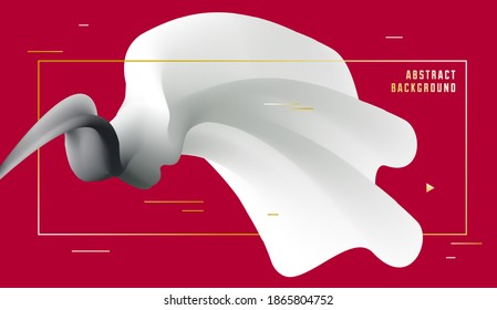 Gradient fluid vector abstract shape, 3D color abstract background in modern trendy style, dynamic design element in motion.