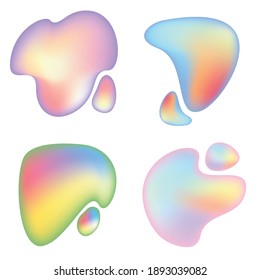 Gradient Fluid Vector, Pastel Fluid Shapes, Holographic and Iridescent Modern Shapes