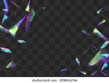 Gradient Foil Vector Transparent Background. Light Blur Festive Wallpaper. Glow Flash Metal Template. Hologram Laser Glare Banner.