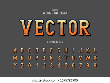 Gradient font and reflective alphabet vector, Writing style typeface letter and number design, Graphic text on background