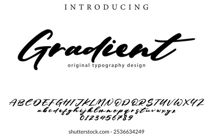 Gradient Font Stylish brush painted an uppercase vector letters, alphabet, typeface