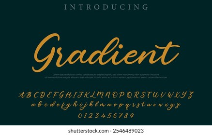 Gradient Font Stylish brush painted an uppercase vector letters, alphabet, typeface