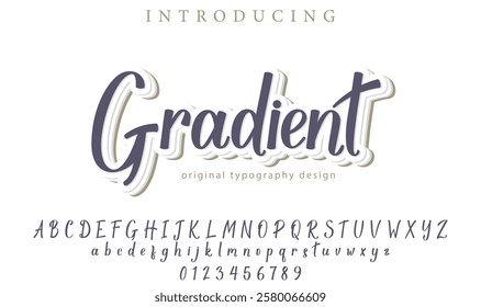 Gradient Font Stylish brush painted an uppercase vector letters, alphabet, typeface