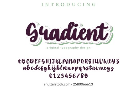 Gradient Font Stylish brush painted an uppercase vector letters, alphabet, typeface