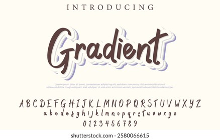 Gradient Font Stylish brush painted an uppercase vector letters, alphabet, typeface